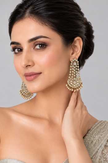 Vivinia By Vidhi Mehra Moissanite Polki Statement Drop Earrings