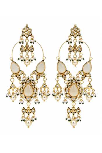 Vivinia By Vidhi Mehra Kundan Statement Drop Earrings