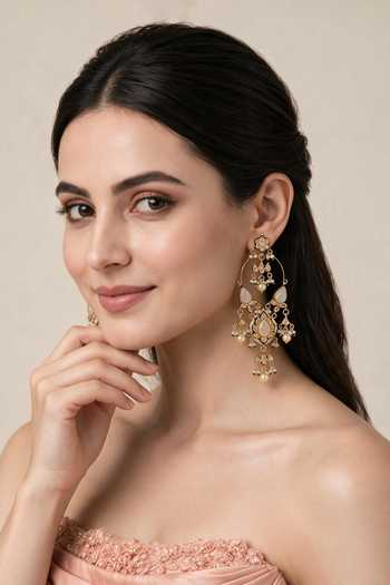 Vivinia By Vidhi Mehra Kundan Statement Drop Earrings