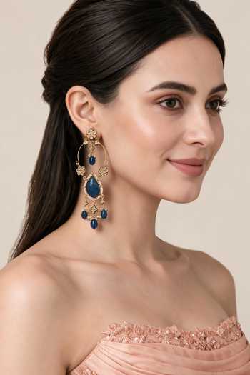 Vivinia By Vidhi Mehra Sapphire Kundan Drop Earrings