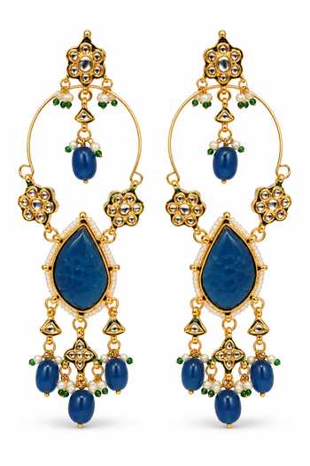 Vivinia By Vidhi Mehra Sapphire Kundan Drop Earrings
