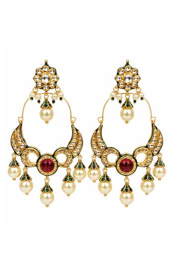 Vivinia By Vidhi Mehra Ruby Kundan Drop Earrings