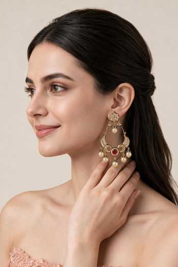 Vivinia By Vidhi Mehra Ruby Kundan Drop Earrings