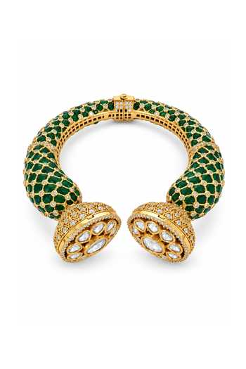 Vivinia By Vidhi Mehra Emerald Moissanite Polki Bangle 