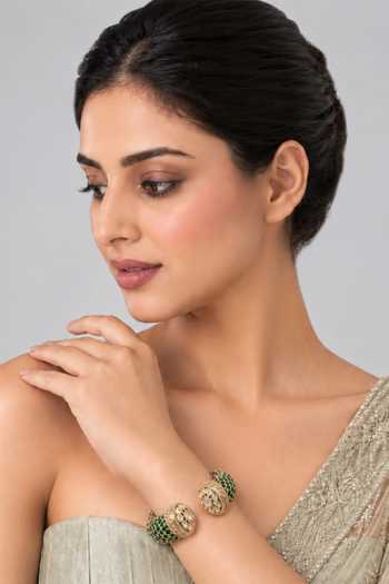 Vivinia By Vidhi Mehra Emerald Moissanite Polki Bangle 