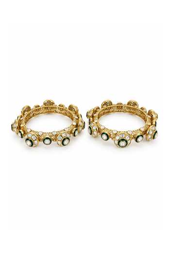 Vivinia By Vidhi Mehra Emerald Moissanite Polki Bangles 