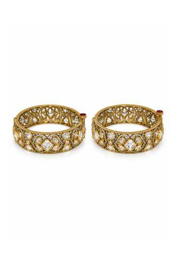 Vivinia By Vidhi Mehra Floral Moissanite Polki Statement Bangles