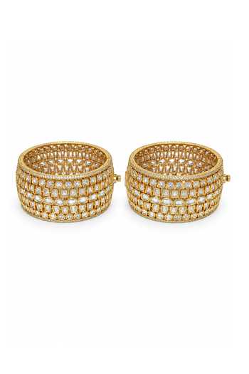Vivinia By Vidhi Mehra Layered Moissanite Polki Bangles - Set Of 2