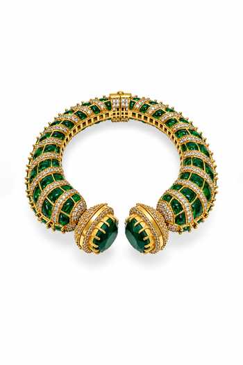 Vivinia By Vidhi Mehra Emerald Cluster Moissanite Polki Kada