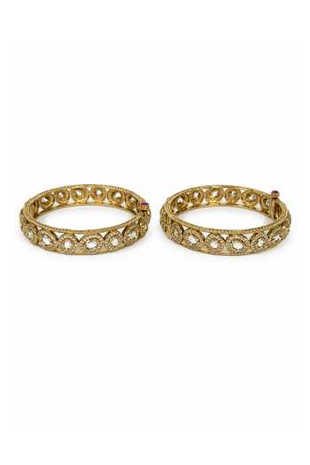 Vivinia By Vidhi Mehra Round Motif Moissanite Polki Pair of Bangles