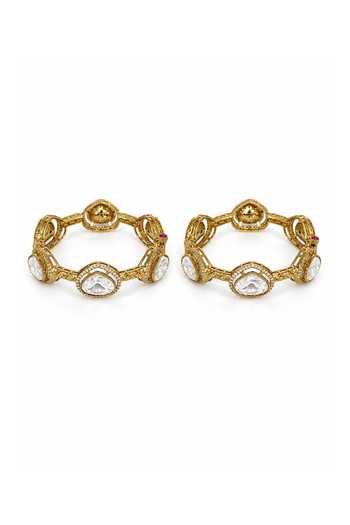 Vivinia By Vidhi Mehra Oval Moissanite Polki Pair of Bangles