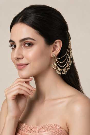 Vivinia By Vidhi Mehra Kundan Pearl Earchains