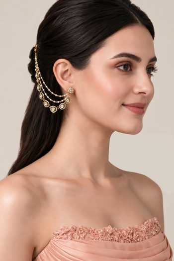 Vivinia By Vidhi Mehra Kundan Pearl Layered Earchains