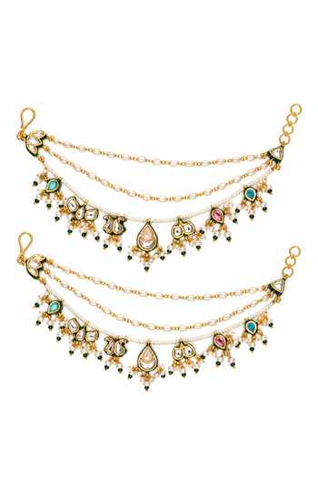 Vivinia By Vidhi Mehra Kundan Pearl Drop Earchains
