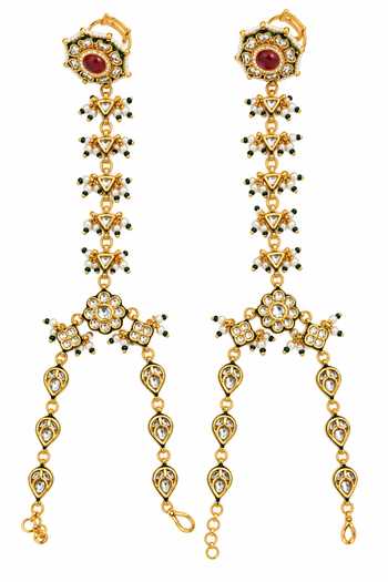 Vivinia By Vidhi Mehra Kundan Pearl Chain Haathphool - 1 Pair 