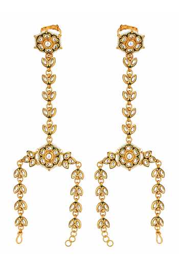 Vivinia By Vidhi Mehra Kundan Pearl Leaf Haathphool - 1 Pair 