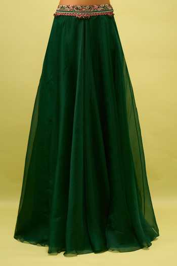 Prisho Green Open Neck, Embroidered Cape And Skirt Set Online at Aza Fashions Prisho_Green Open Neck, Embroidered Cape And Skirt Set _Online_at_Aza_Fashions