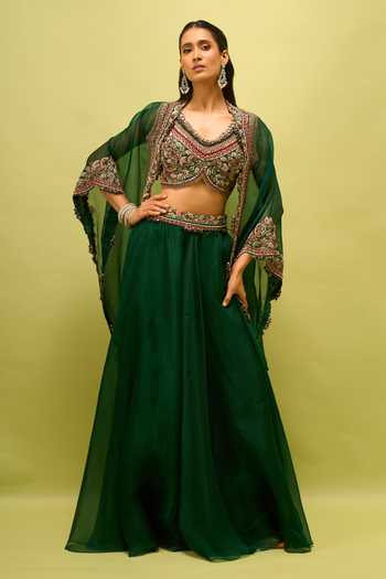 Prisho Embroidered Cape & Skirt Set