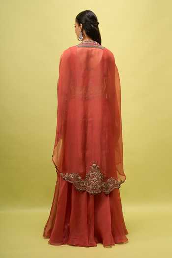 Prisho Embroidered Cape & Skirt Set