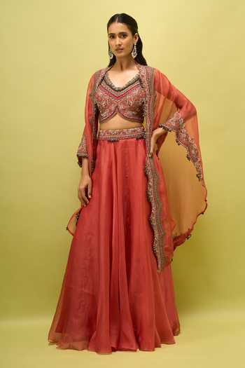 Prisho Embroidered Cape & Skirt Set