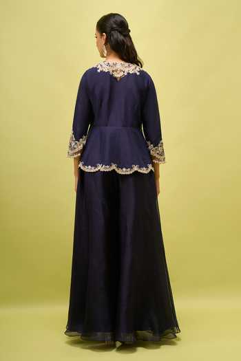 Prisho Embroidered Peplum Top & Palazzo Set