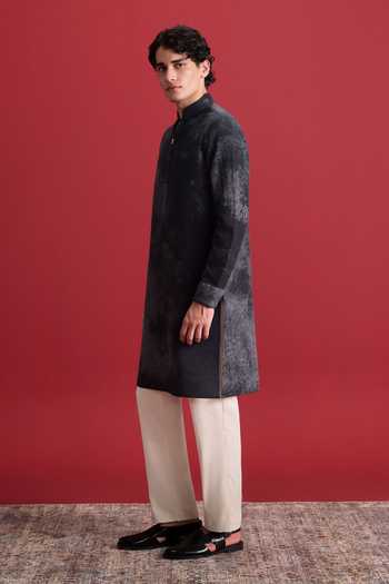 Buy Zazu Black Cotton Charcoal Haze Kurta Set Buy_Zazu_Black Cotton Charcoal Haze Kurta Set