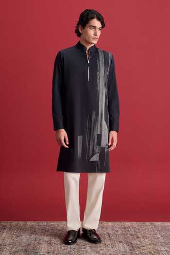 Zazu Black Grid Kurta Set 