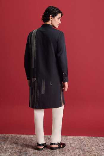 Zazu Black Grid Kurta Set 