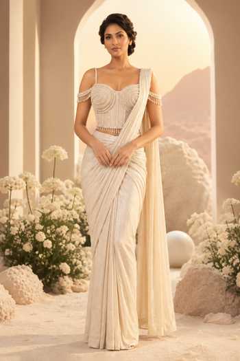 House Of Noori Crepe Saree & Blouse Set 