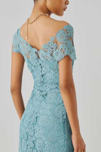 Shop Aroka Sky Blue Satin, Modal, Lace Asymmetric Neck Arnaz Dress Online at Aza Fashions Shop_Aroka_Sky Blue Satin, Modal, Lace Asymmetric Neck Arnaz Dress _Online_at_Aza_Fashions