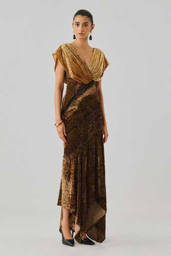 Aroka Zarina Velvet Ajrakh Dress 