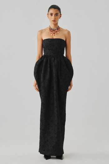 Buy Aroka Black Jacquard Bandeau Neck Audrey Floral Dress Online at Aza Fashions Buy_Aroka_Black Jacquard Bandeau Neck Audrey Floral Dress _Online_at_Aza_Fashions