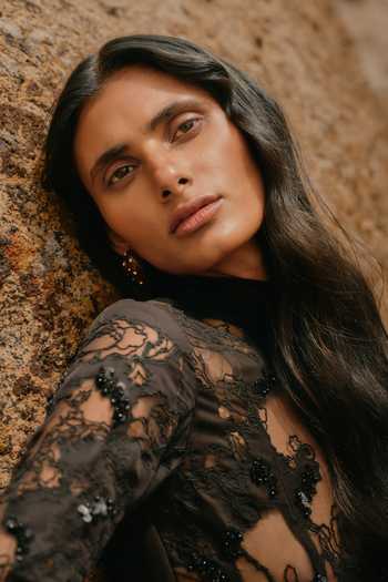 Buy Aroka Black Silk, Crepe, Chiffon High Neck Zoya Embroidered Dress Buy_Aroka_Black Silk, Crepe, Chiffon High Neck Zoya Embroidered Dress