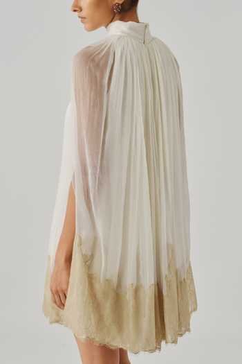 Buy Aroka Ivory Chiffon, Lace, Chantilly High Neck Diana Ruched Dress Online at Aza Fashions Buy_Aroka_Ivory Chiffon, Lace, Chantilly High Neck Diana Ruched Dress _Online_at_Aza_Fashions