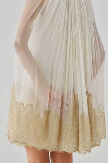 Buy Aroka Ivory Chiffon, Lace, Chantilly High Neck Diana Ruched Dress Buy_Aroka_Ivory Chiffon, Lace, Chantilly High Neck Diana Ruched Dress