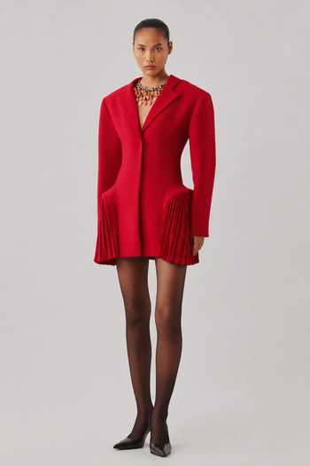 Buy_Aroka_Red Crepe Carmine Structured Blazer _Online_at_Aza_Fashions
