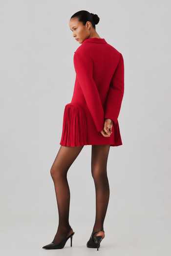 Shop_Aroka_Red Crepe Carmine Structured Blazer _Online_at_Aza_Fashions