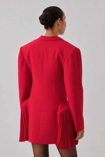 Shop_Aroka_Red Crepe Carmine Structured Blazer 