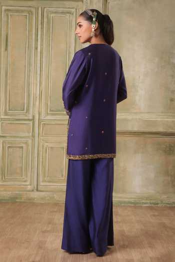 Label Niti Bothra Zar-Rang Purple Short Jaal Kurta Set 