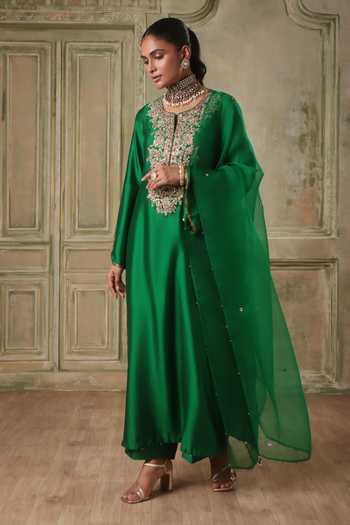 Label Niti Bothra Zar-Rang Green Kurta Set