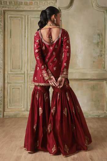 Label Niti Bothra Zar-Rang Maroon Kurta Sharara Set 