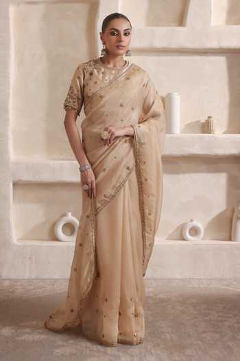 Label Niti Bothra Zar-Rang Ivory Buti Saree Set