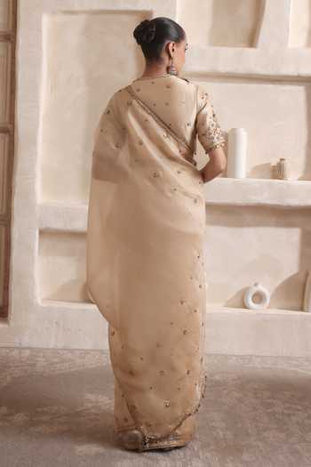 Label Niti Bothra Zar-Rang Ivory Buti Saree Set