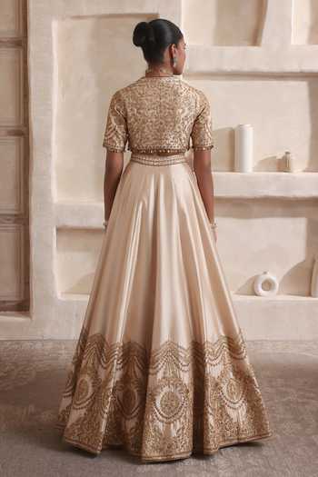 Label Niti Bothra Zar-Rang Ivory Scallop Lehenga Set 