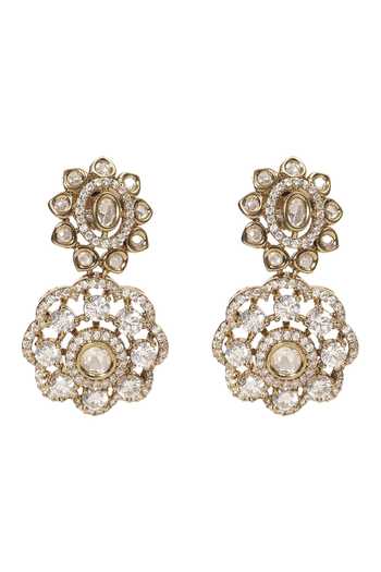 Preeti Mohan_Silver Plated Mansi Polki Layered Necklace Set _Online_at_Aza_Fashions