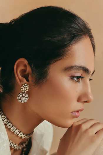 Buy_Preeti Mohan_Silver Plated Mansi Polki Layered Necklace Set _Online_at_Aza_Fashions