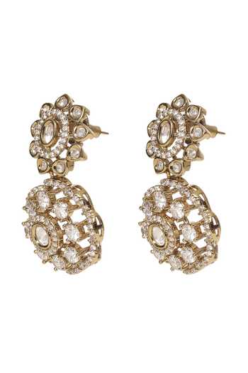 Shop_Preeti Mohan_Silver Plated Mansi Polki Layered Necklace Set _Online_at_Aza_Fashions