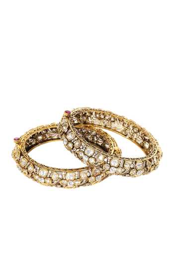 Preeti Mohan Menka Antique Finish Polki Pair Of Bangles 