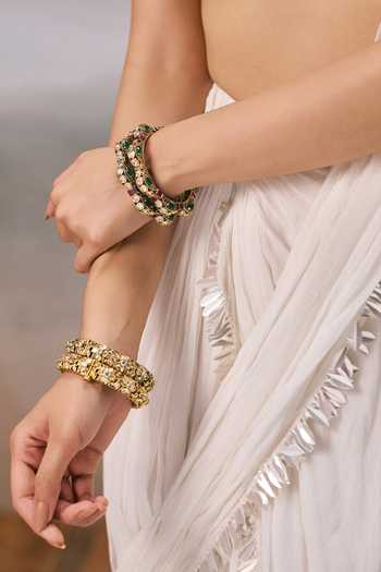 Preeti Mohan Menka Antique Finish Polki Pair Of Bangles 