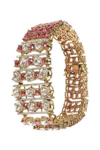 Preeti Mohan Pink Menka Rose Cut Bracelet at Aza Fashions Preeti Mohan_Pink Menka Rose Cut Bracelet _at_Aza_Fashions